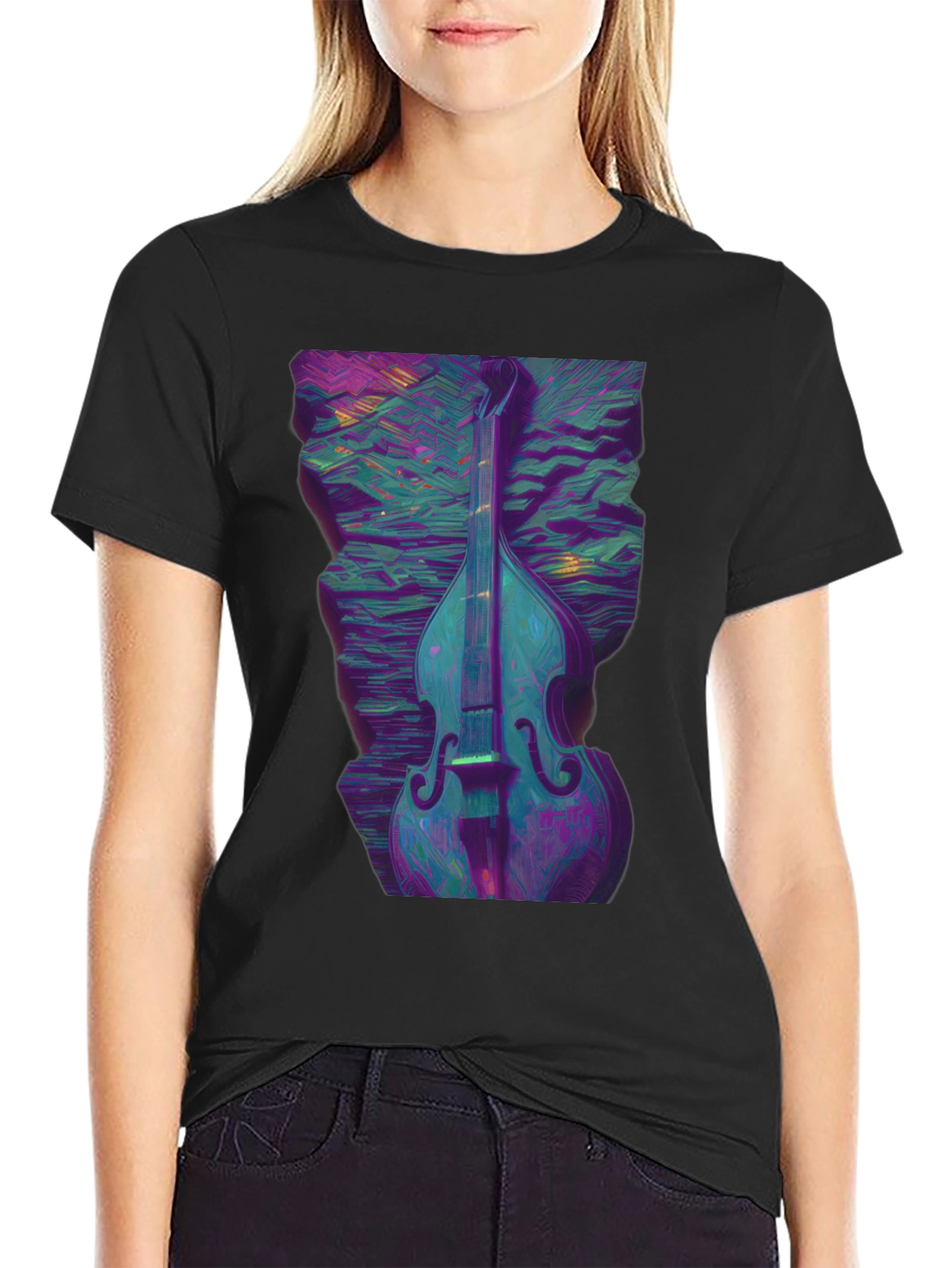 Abstract Double Bass T-Shirt - Musical Art Tee