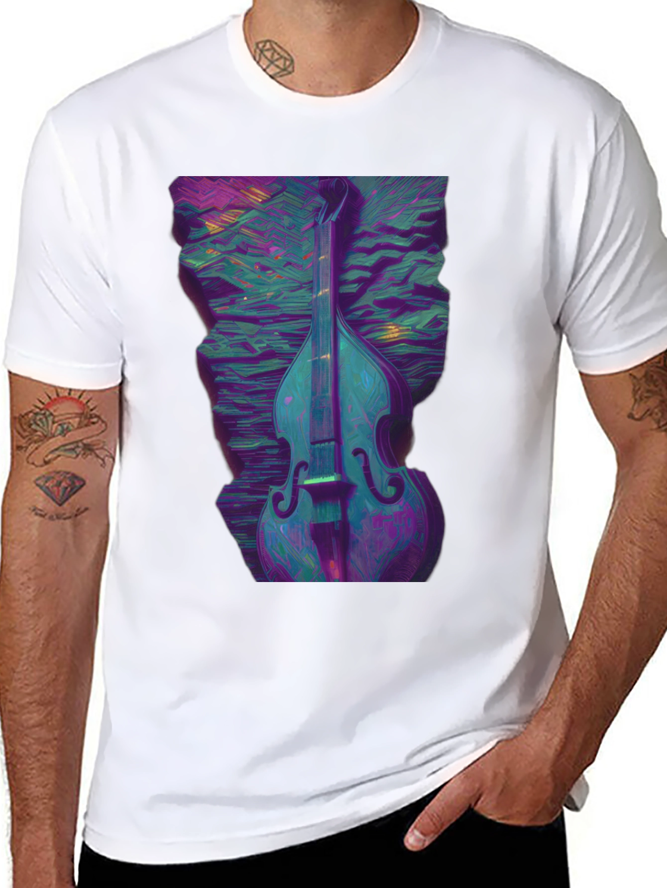 Abstract Double Bass T-Shirt - Musical Art Tee