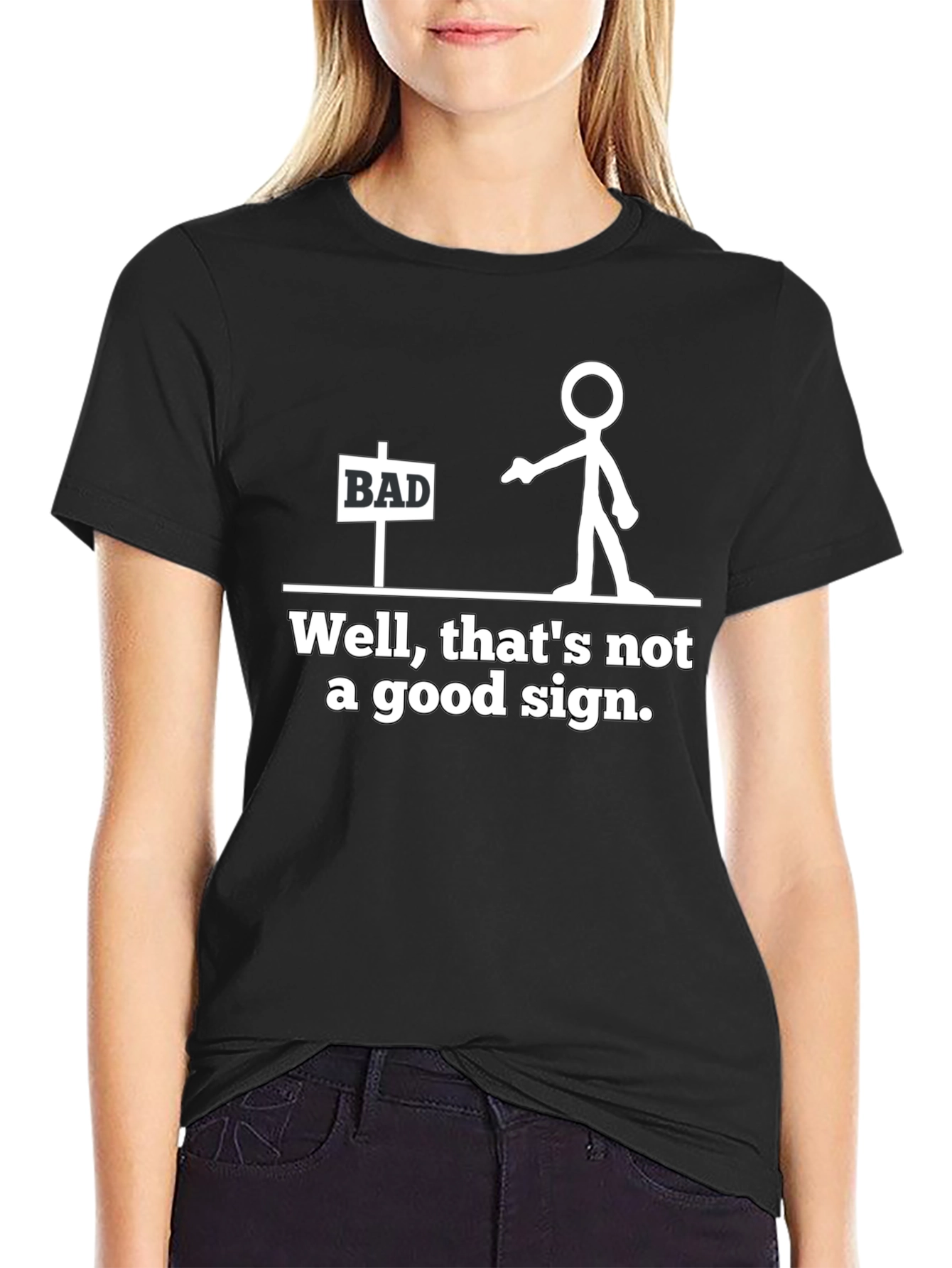 Funny Bad Sign T-Shirt - Stick Figure Graphic Tee