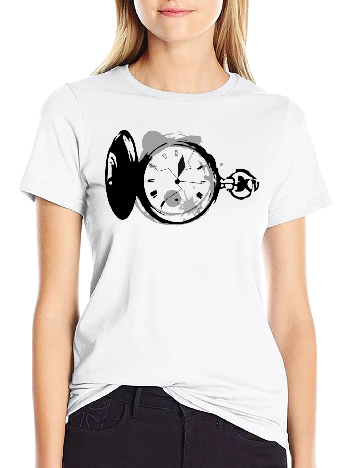 Pocket Watch Graphic Tee - Stylish Mens Black T-Shirt