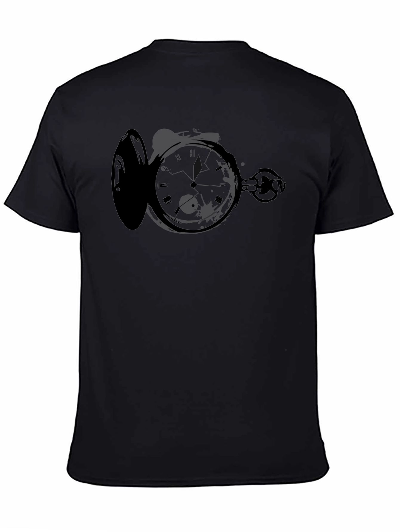 Pocket Watch Graphic Tee - Stylish Mens Black T-Shirt