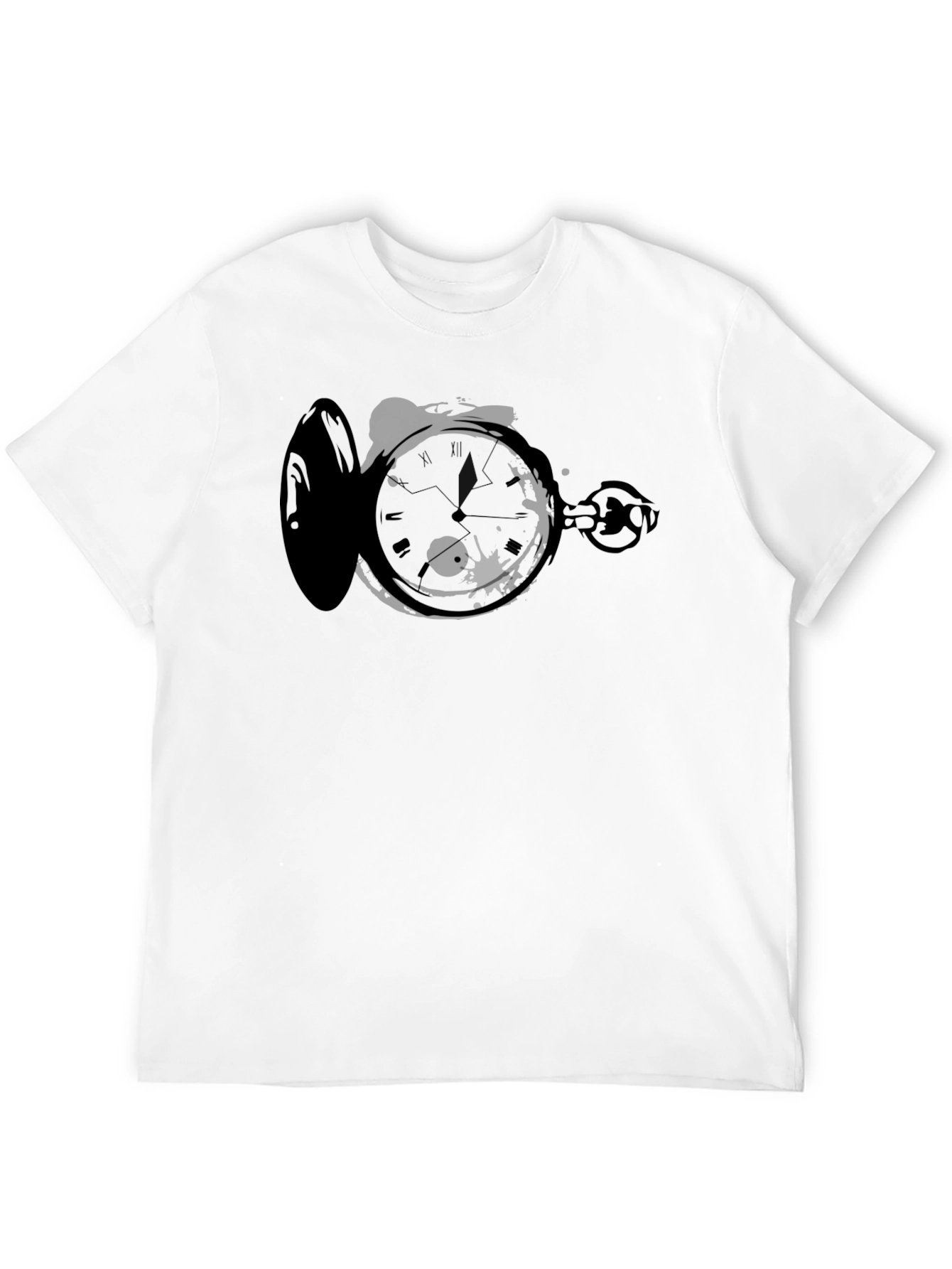Pocket Watch Graphic Tee - Stylish Mens Black T-Shirt