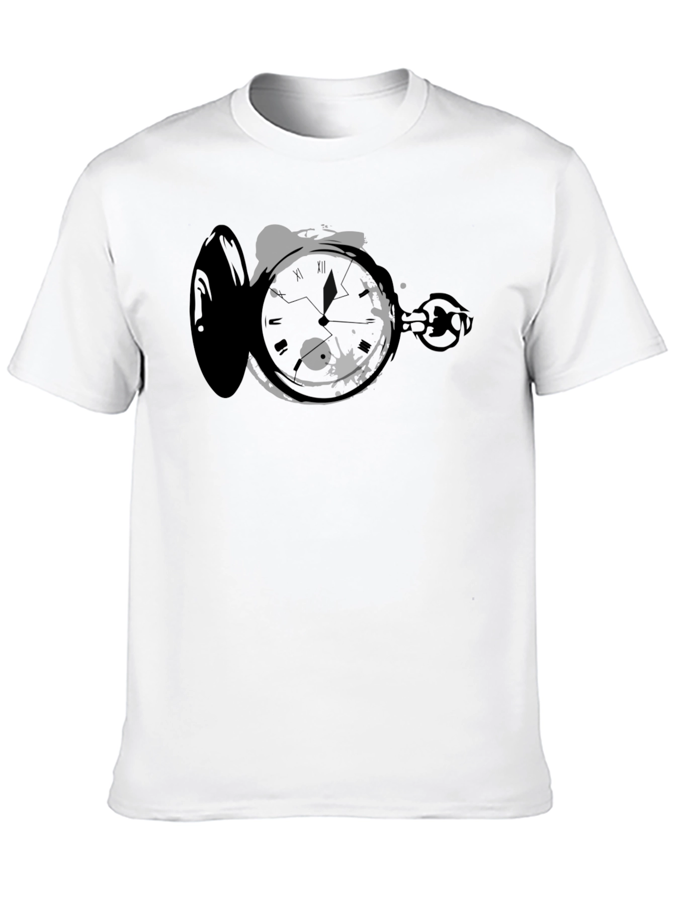 Pocket Watch Graphic Tee - Stylish Mens Black T-Shirt