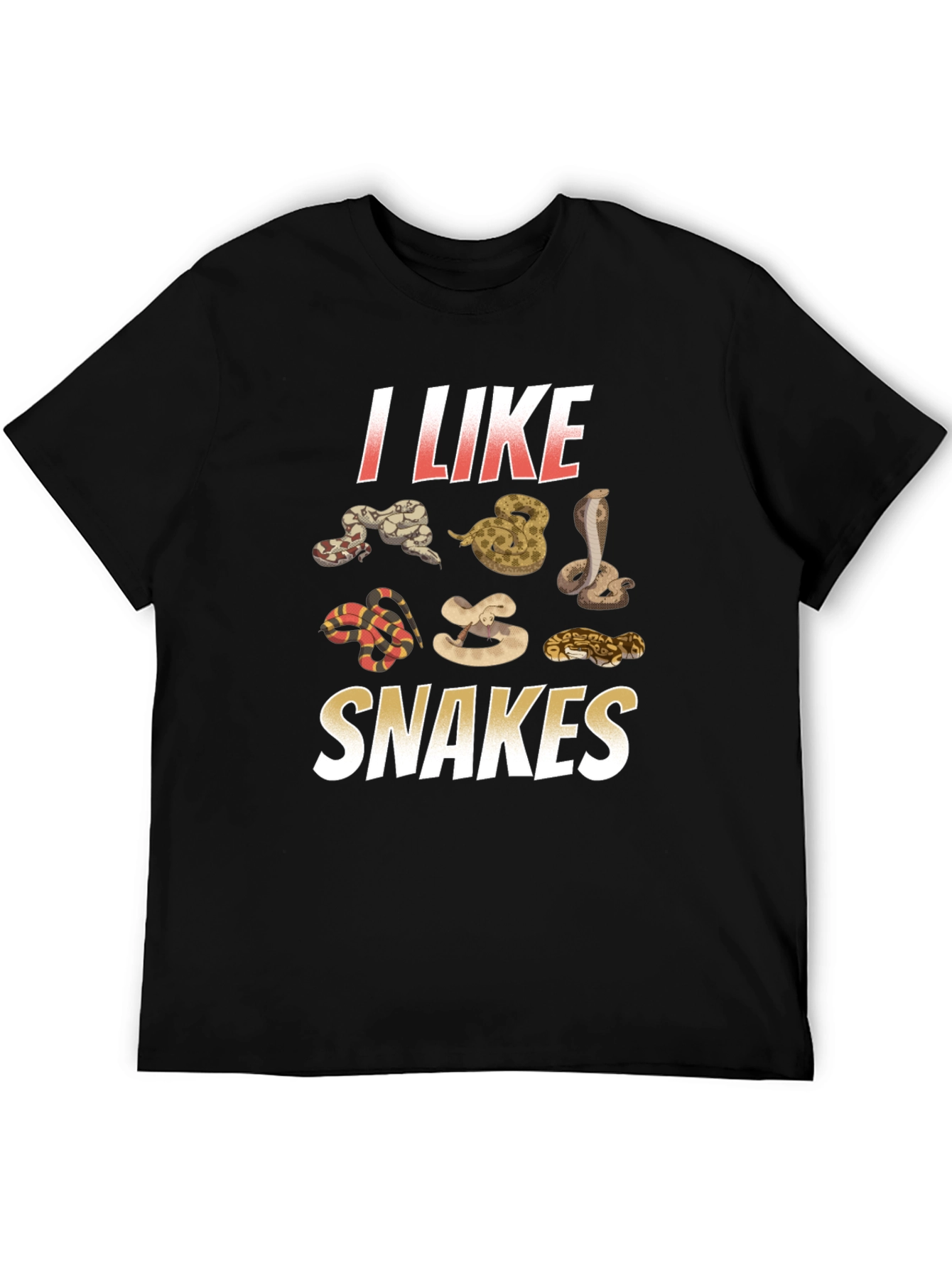 I Like Snakes Graphic Tee - Black Cotton T-Shirt