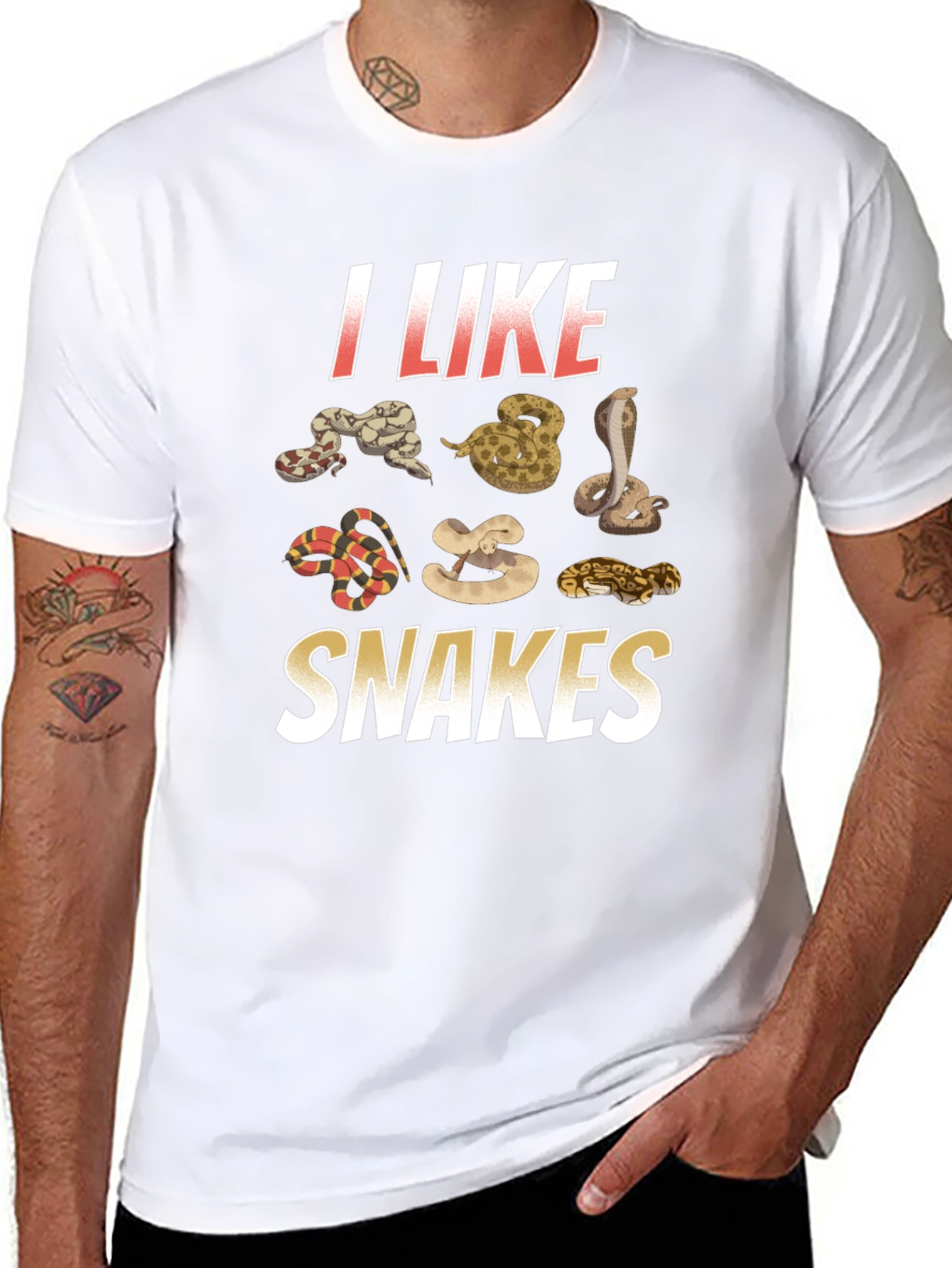 I Like Snakes Graphic Tee - Black Cotton T-Shirt