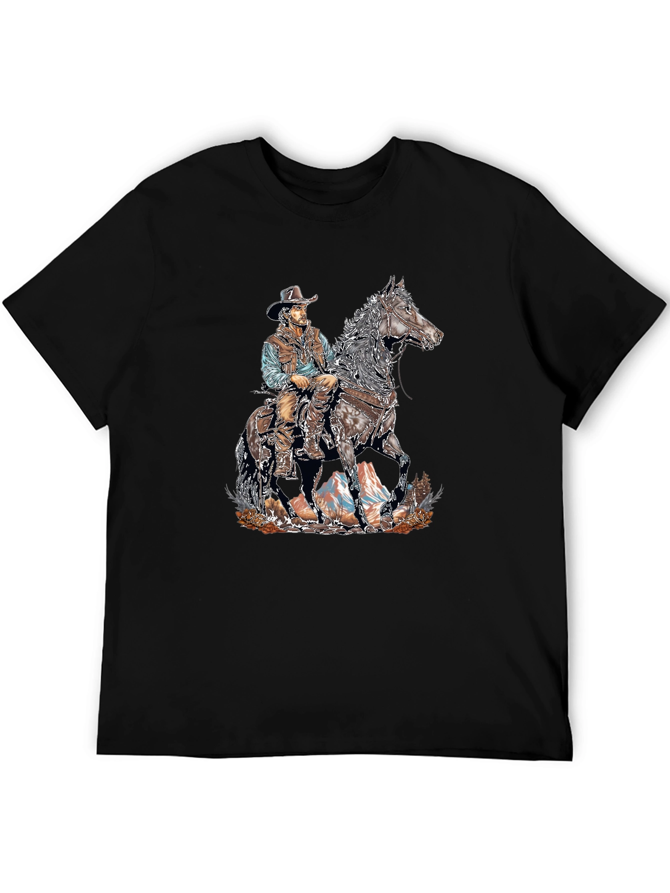 Cowboy on Horseback Graphic Tee - Western Style
