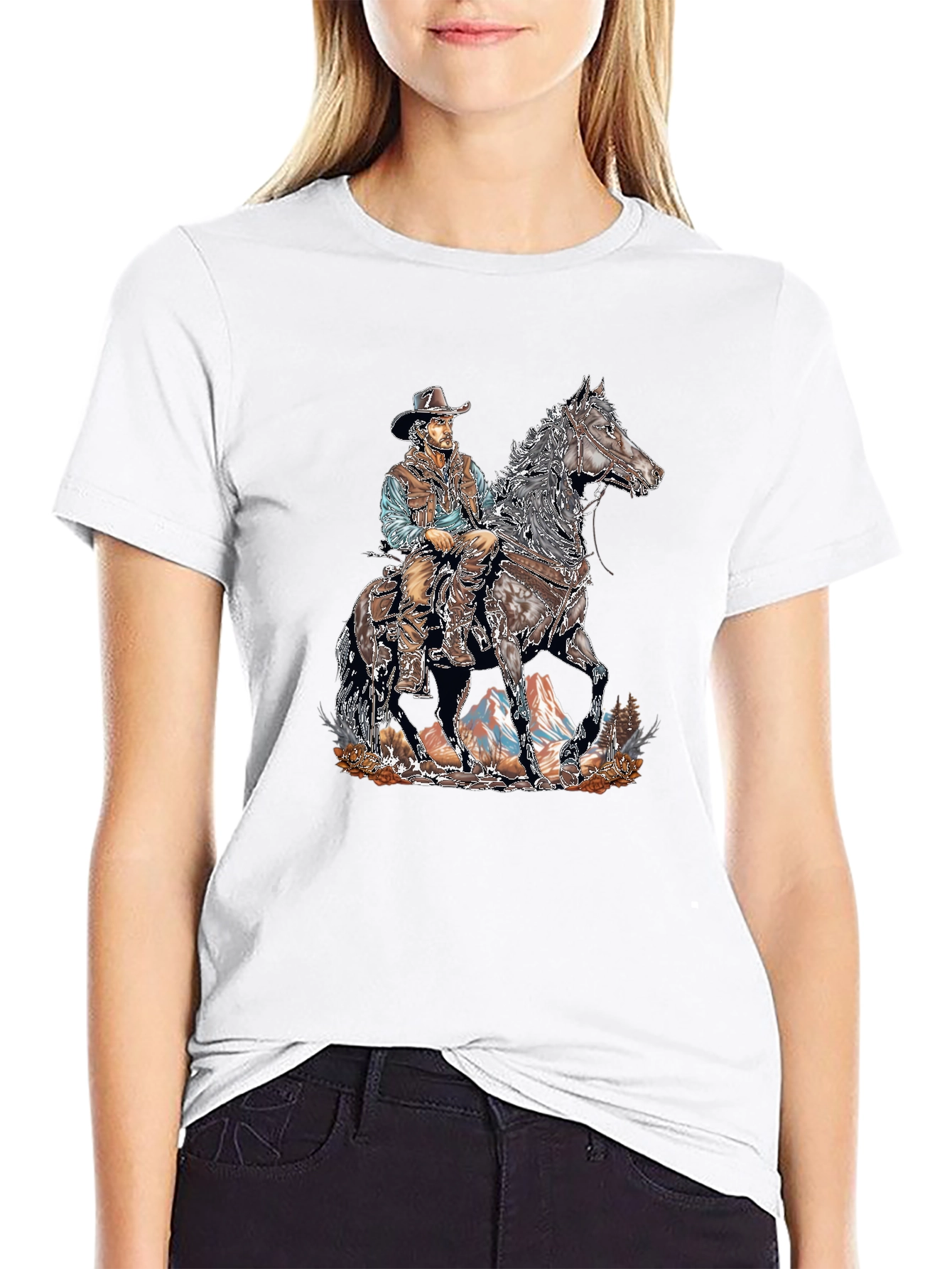 Cowboy on Horseback Graphic Tee - Western Style