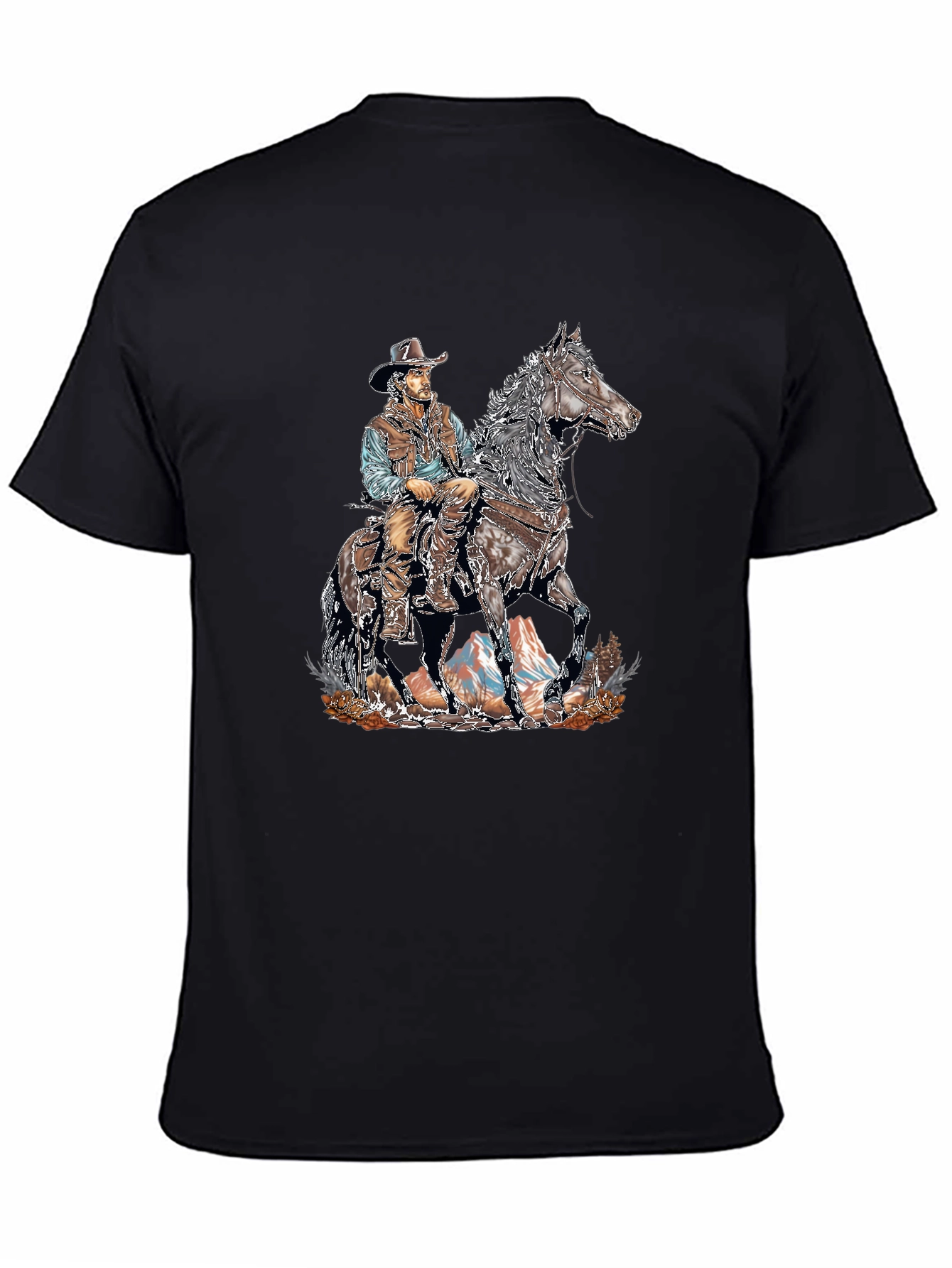 Cowboy on Horseback Graphic Tee - Western Style