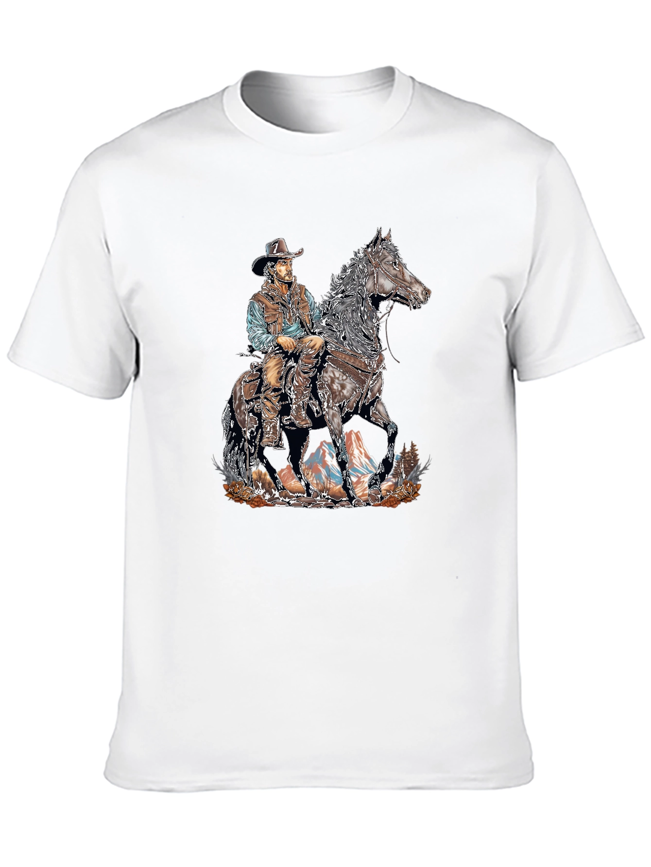 Cowboy on Horseback Graphic Tee - Western Style