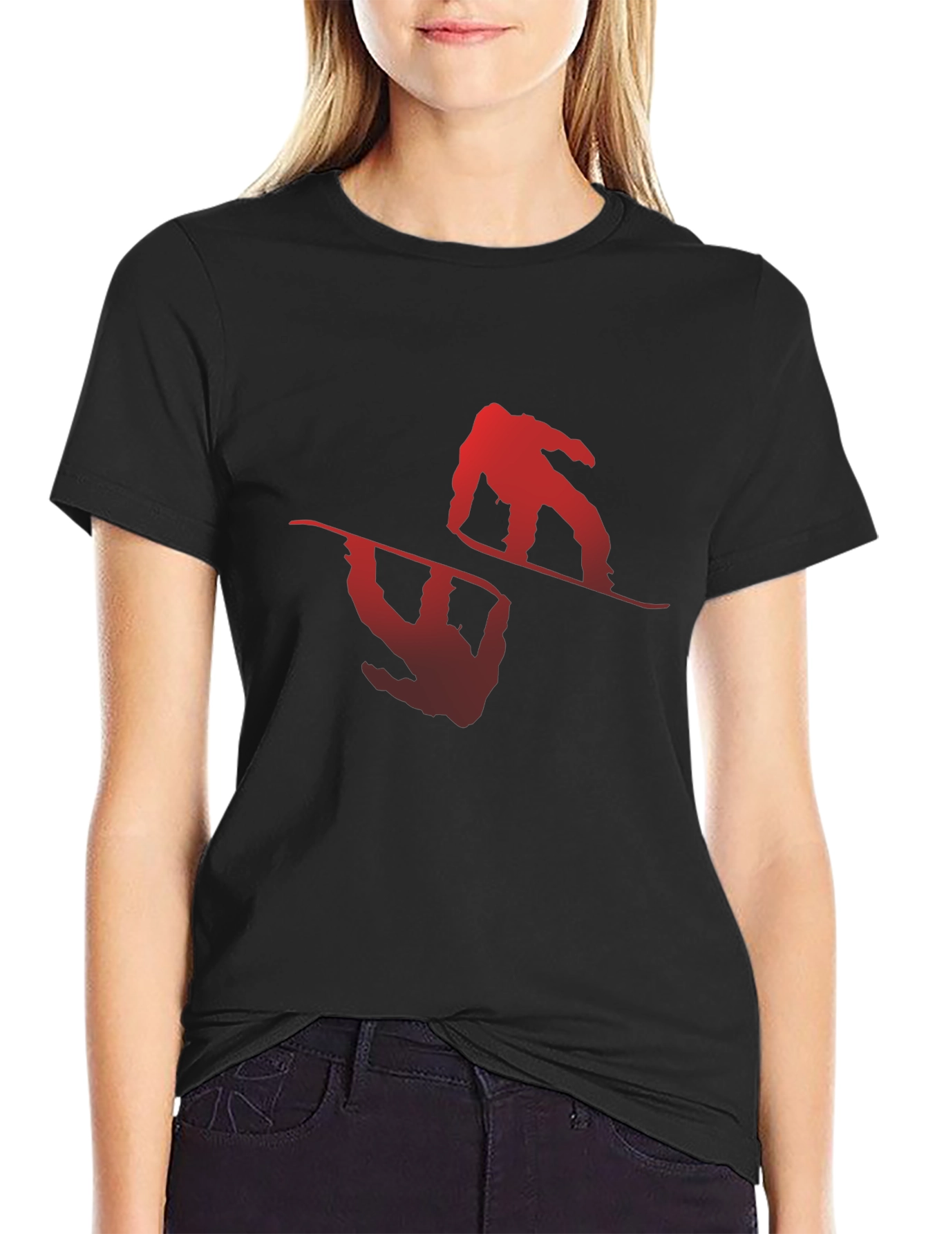 Mens Black Snowboarder Graphic Tee