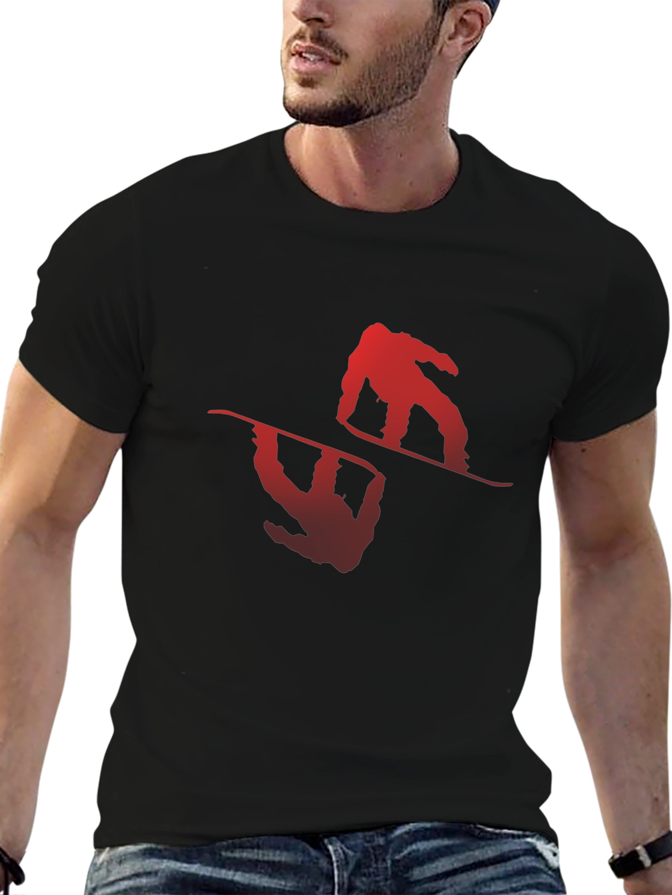 Mens Black Snowboarder Graphic Tee