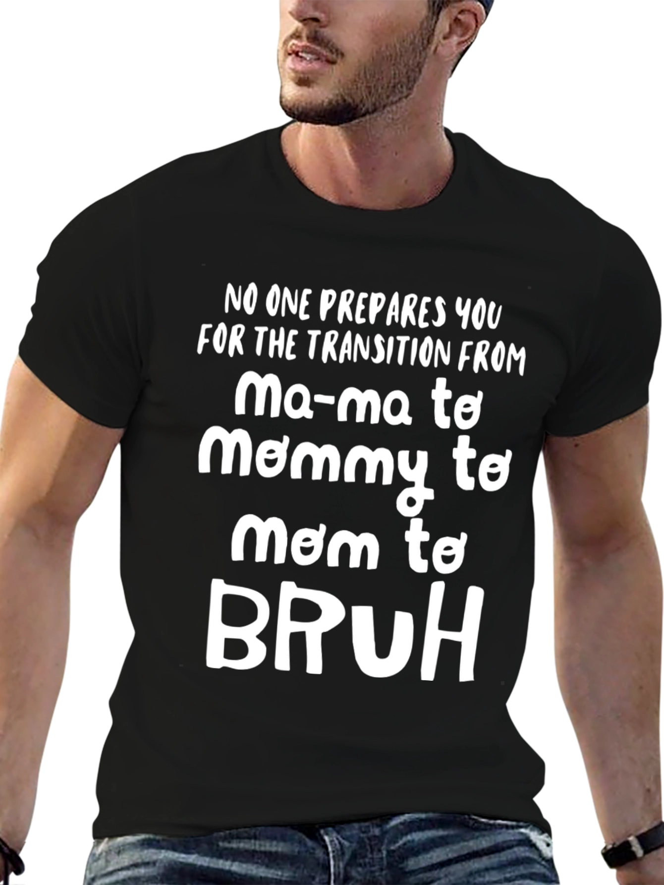 Mommy to Bruh Black Graphic T-Shirt