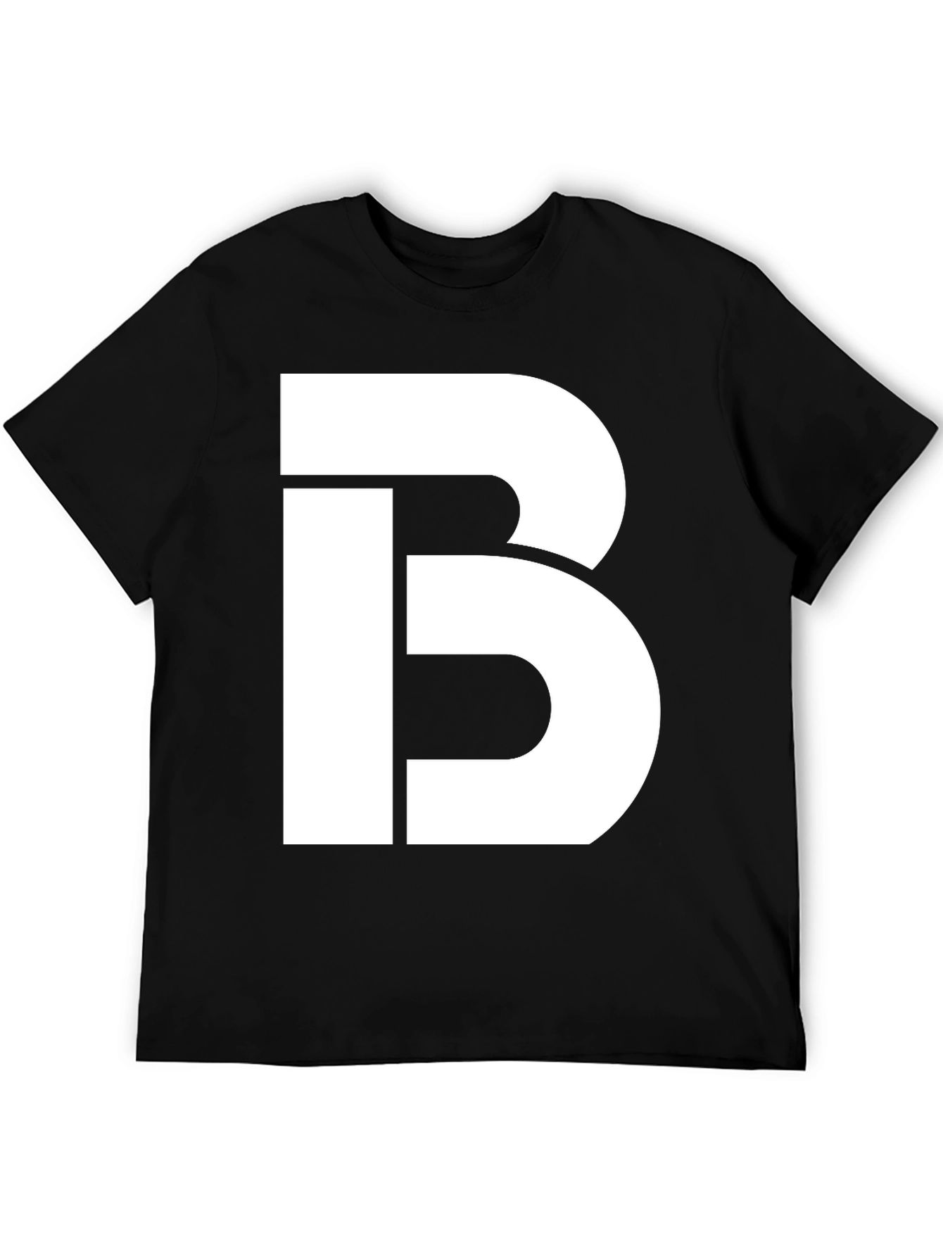 Bold White Letter B Graphic Print Black T-Shirt