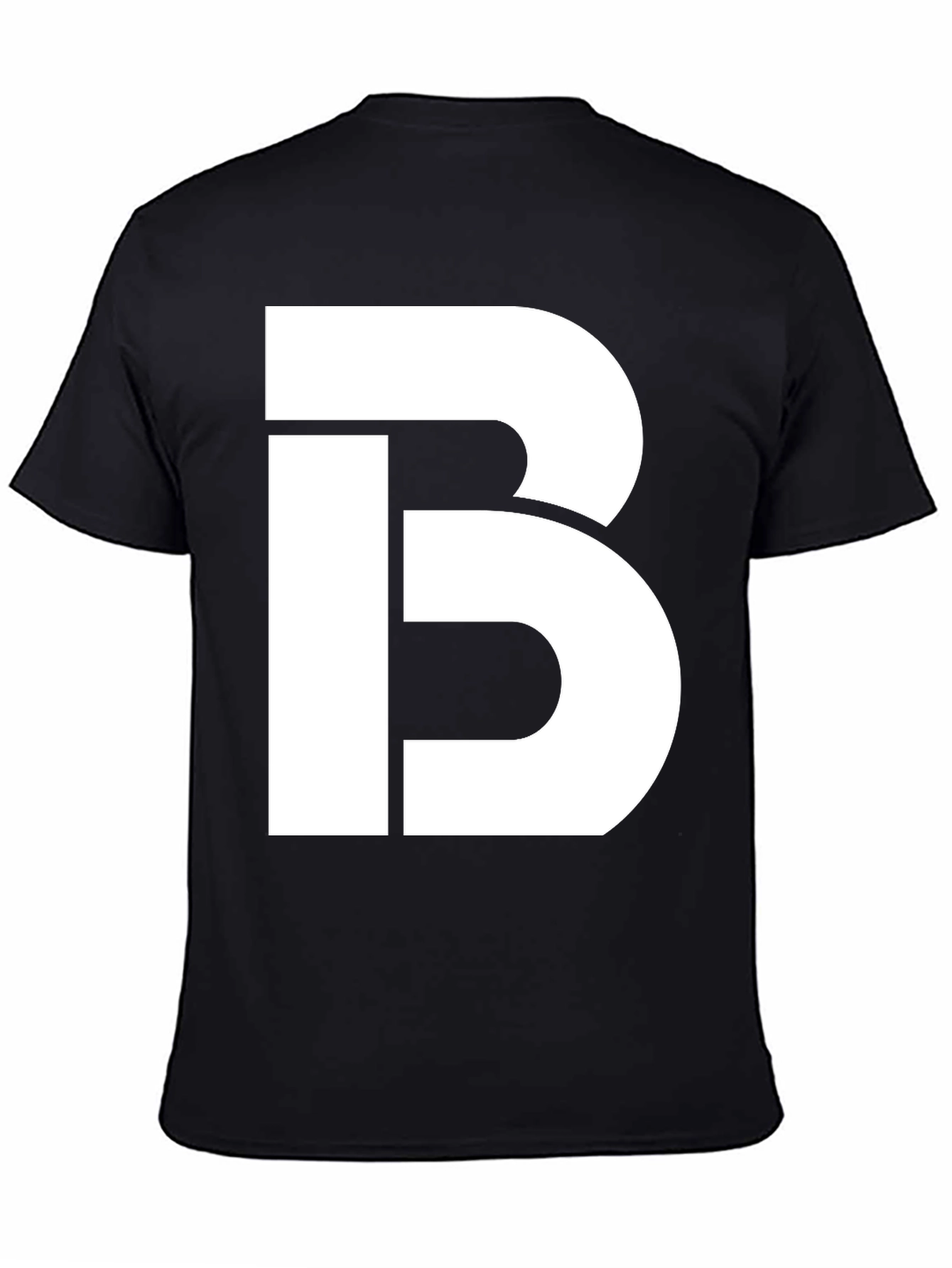 Bold White Letter B Graphic Print Black T-Shirt