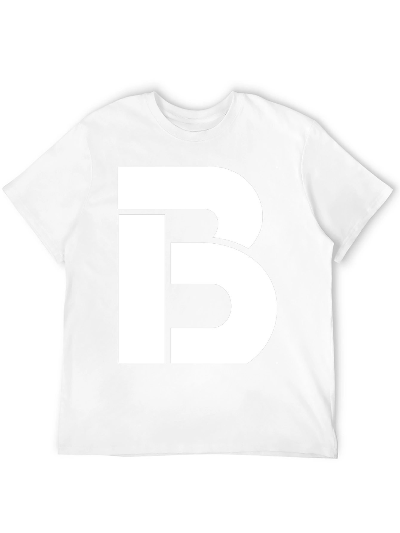 Bold White Letter B Graphic Print Black T-Shirt