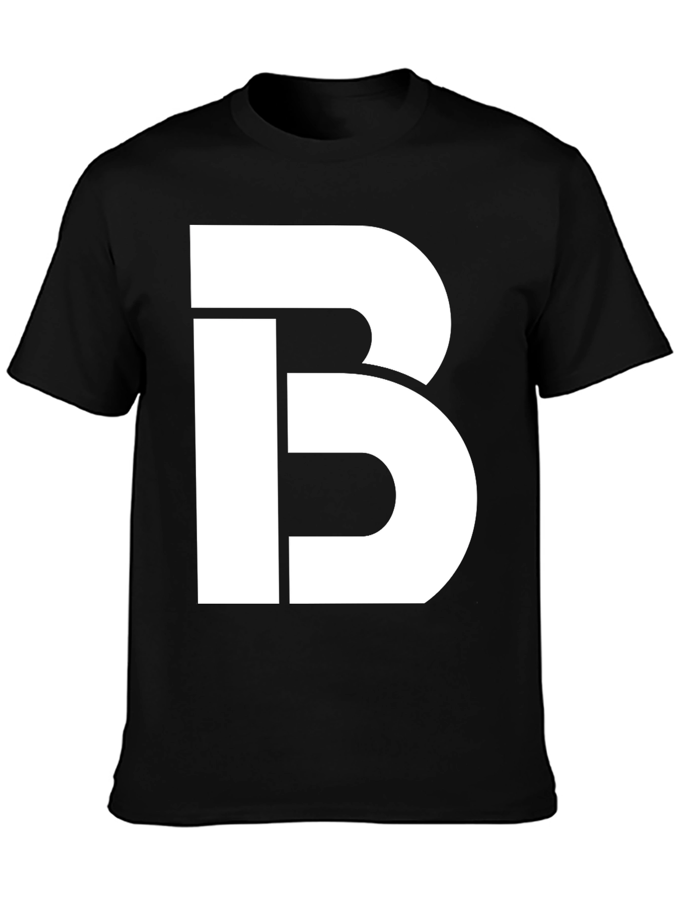 Bold White Letter B Graphic Print Black T-Shirt