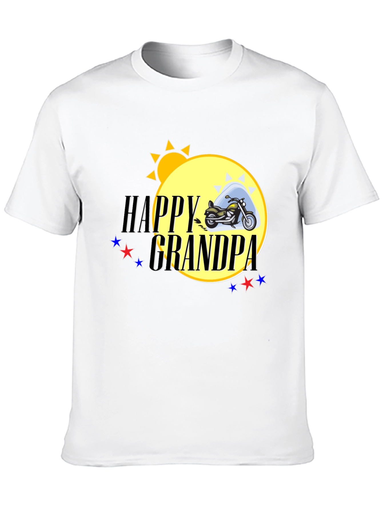 Happy Grandpa Black T-Shirt - Motorcycle Graphic