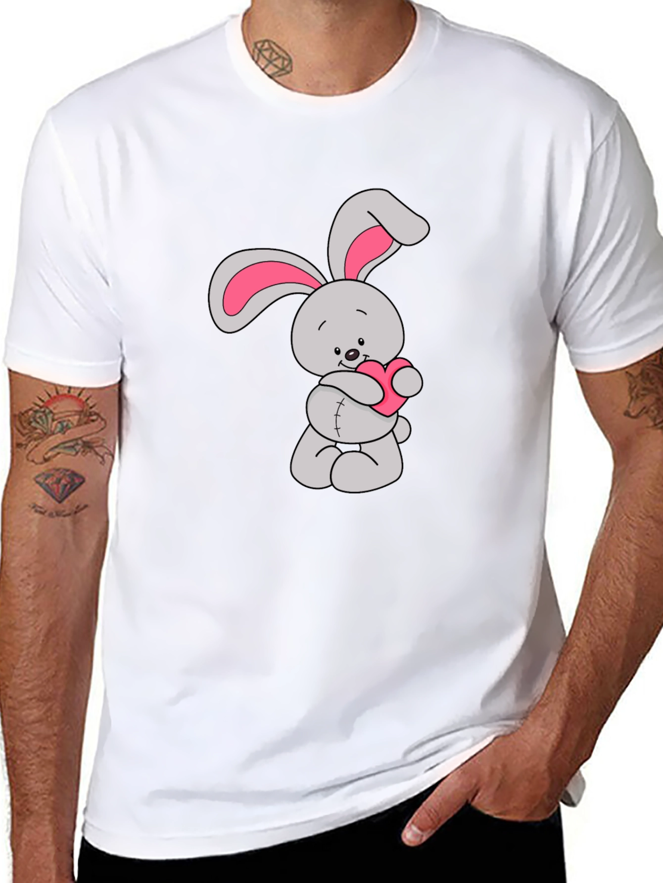 Black Bunny Heart Graphic Tee