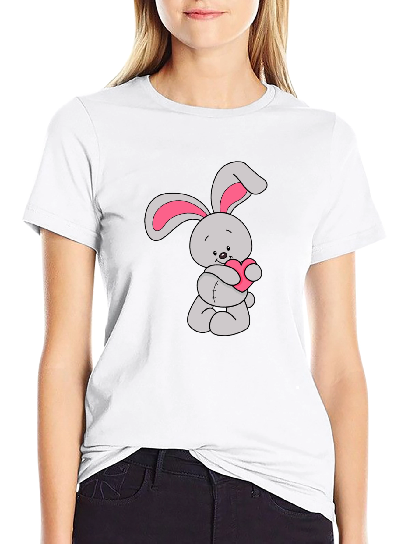 Black Bunny Heart Graphic Tee
