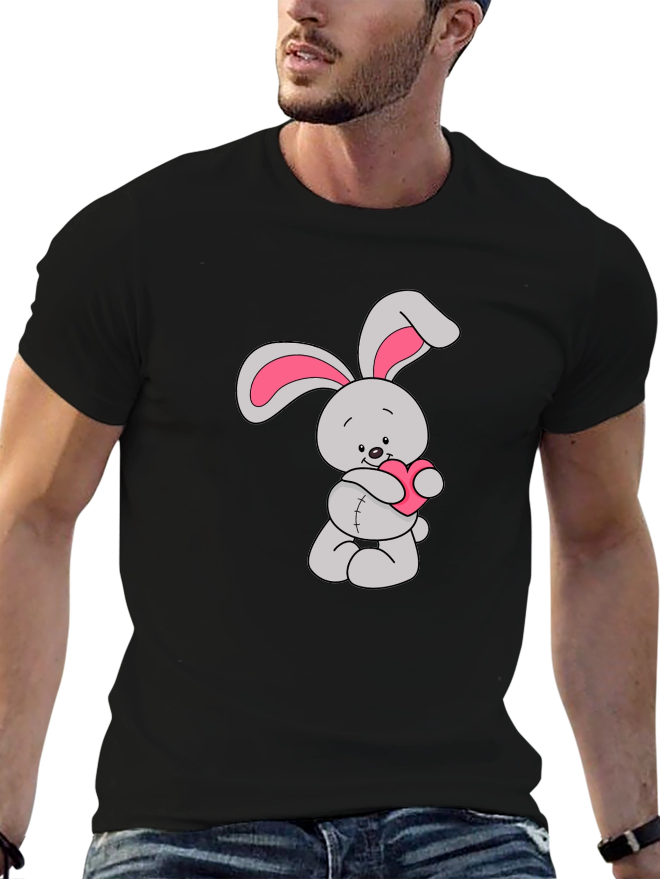 Black Bunny Heart Graphic Tee