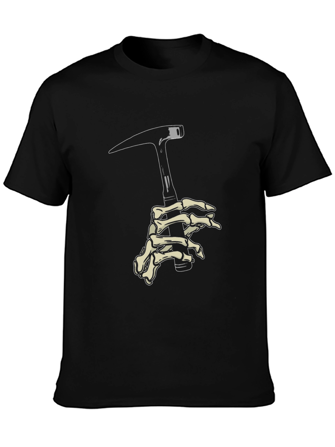Skeleton Hand Pickaxe Black Graphic Tee