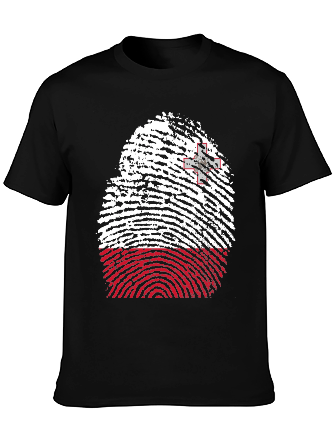 Malta Flag Fingerprint T-Shirt - Black