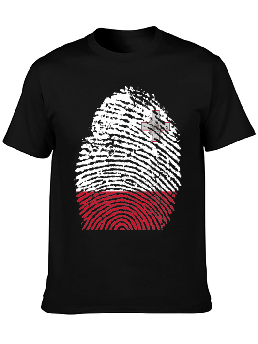 Malta Flag Fingerprint T-Shirt - Black