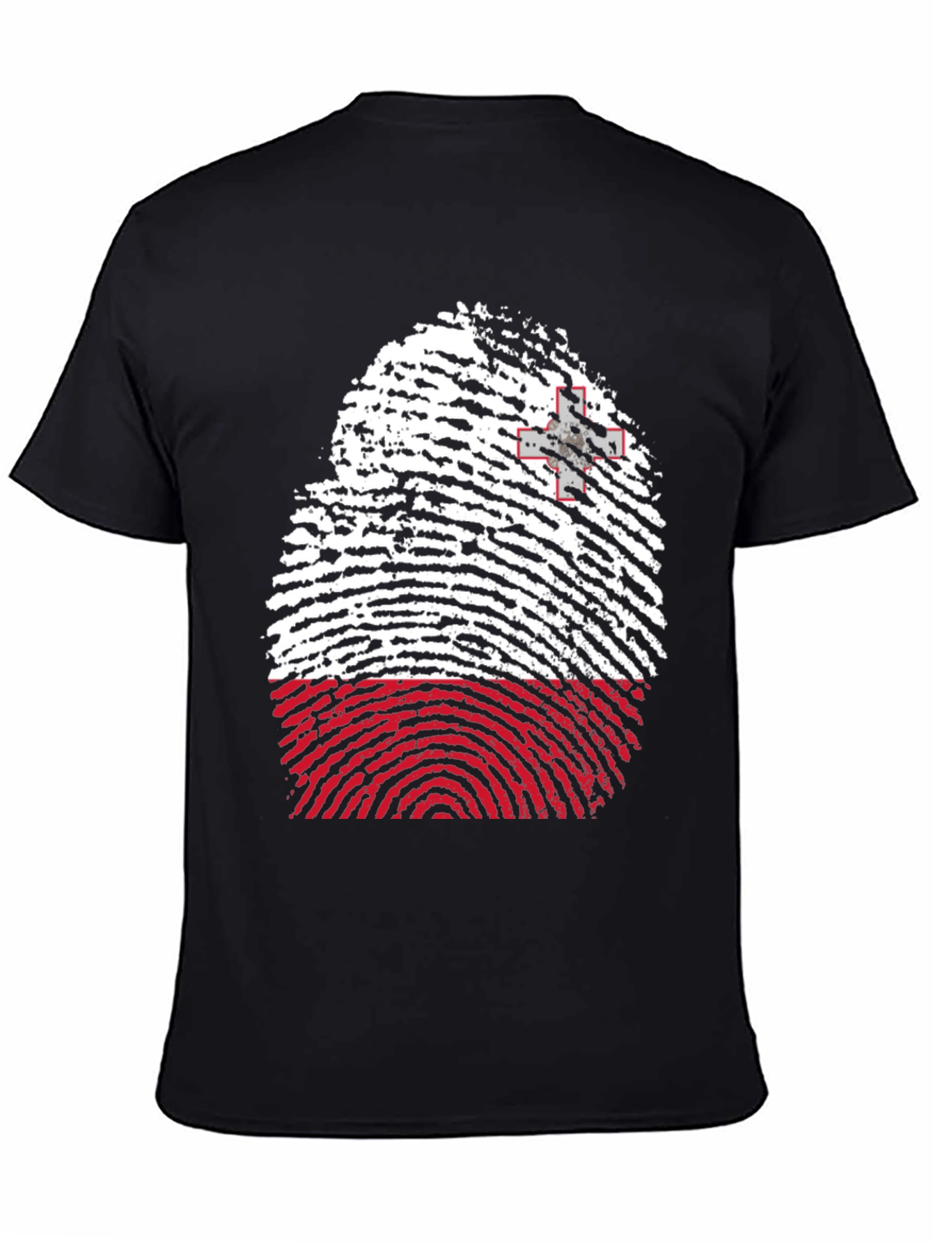 Malta Flag Fingerprint T-Shirt - Black
