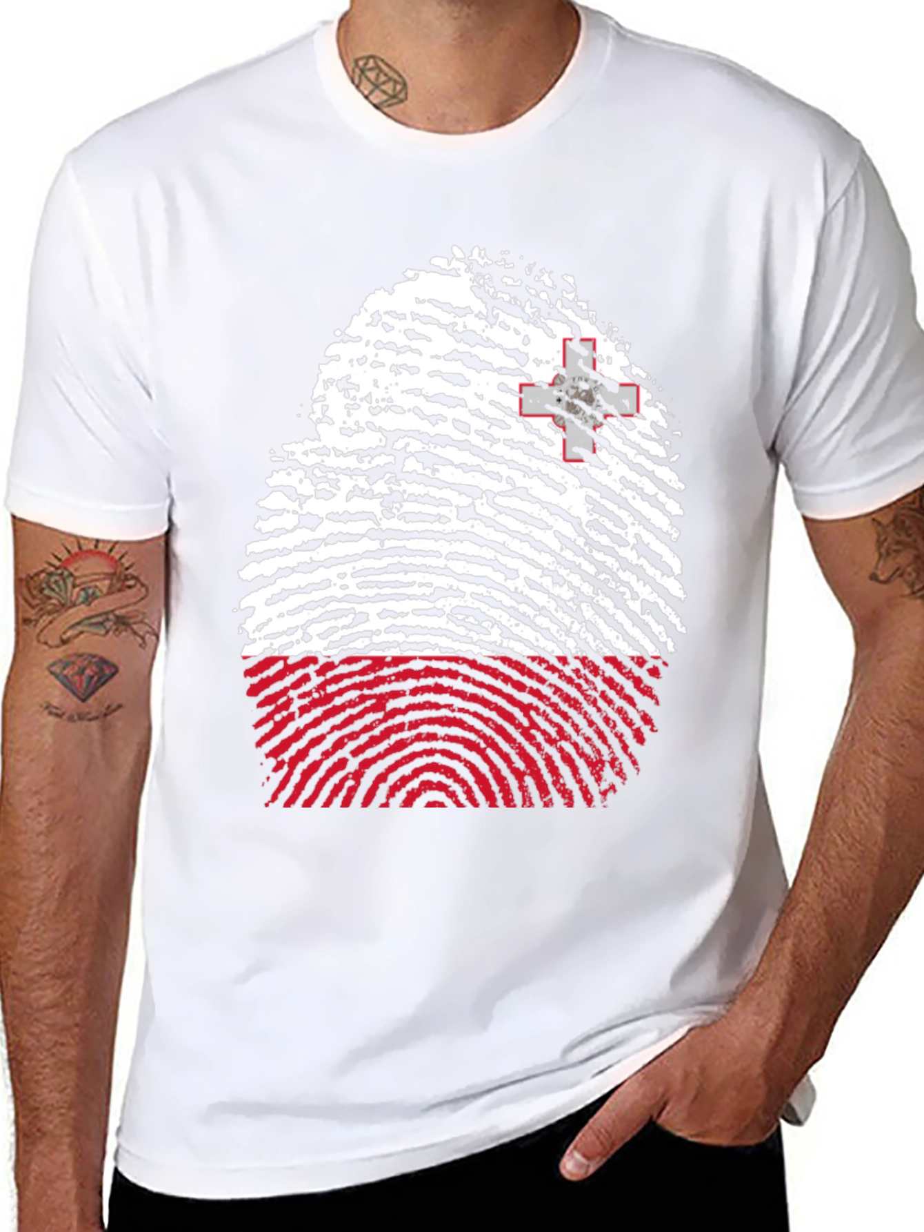 Malta Flag Fingerprint T-Shirt - Black