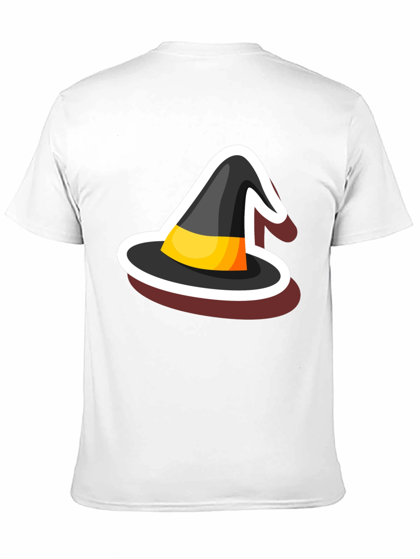 Halloween Witch Hat Graphic Tee - Black Cotton Blend
