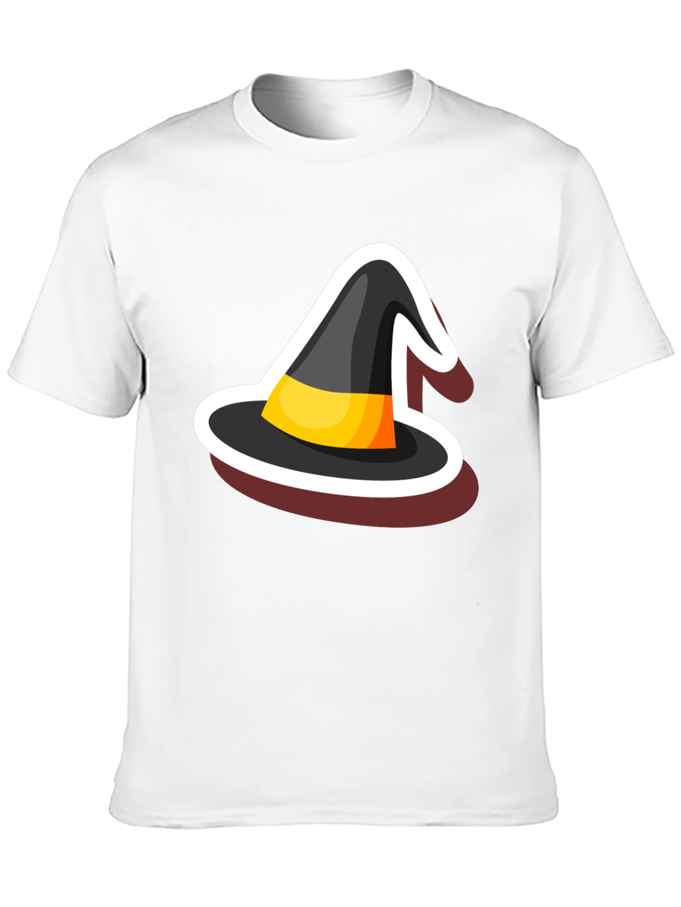Halloween Witch Hat Graphic Tee - Black Cotton Blend