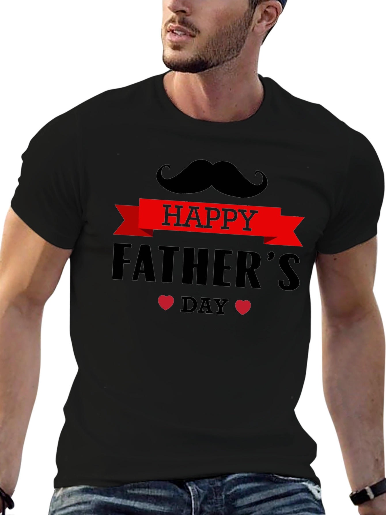 Happy Fathers Day T-Shirt - Mustache Design