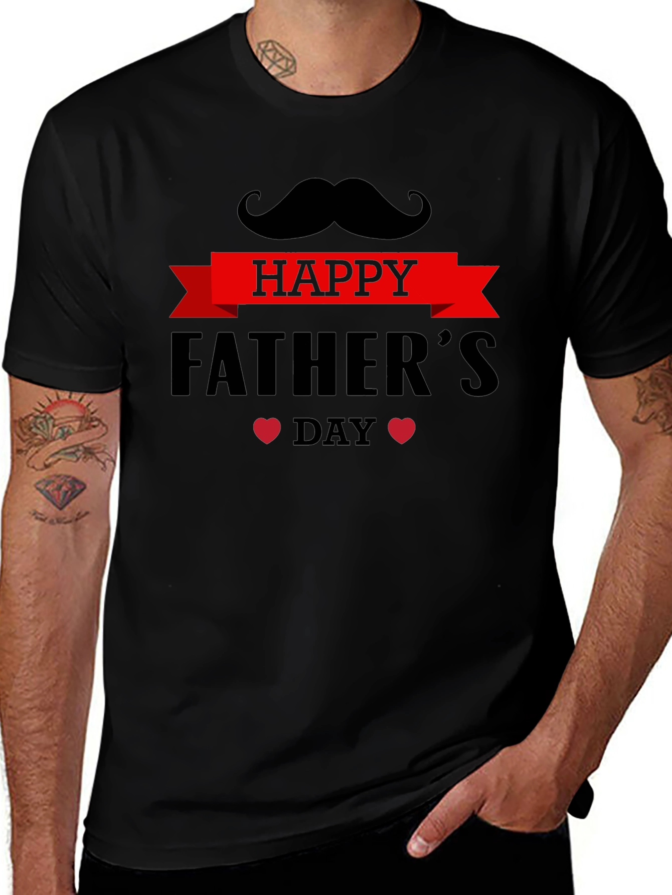 Happy Fathers Day T-Shirt - Mustache Design