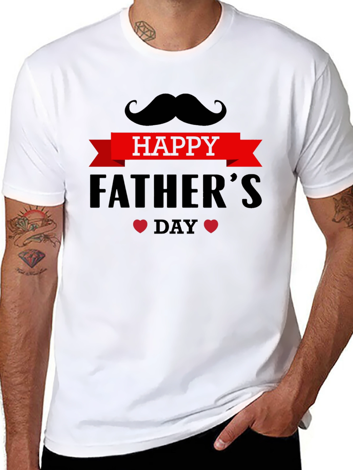 Happy Fathers Day T-Shirt - Mustache Design