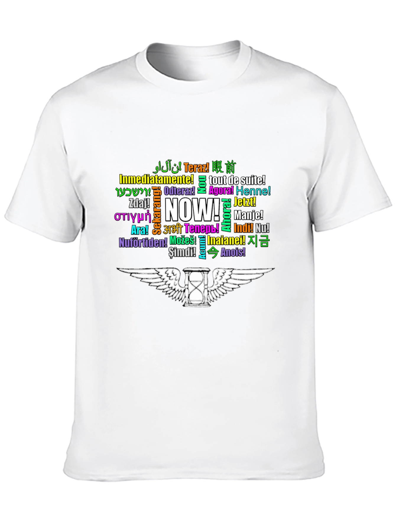 Multilingual NOW T-Shirt - Black Cotton Tee