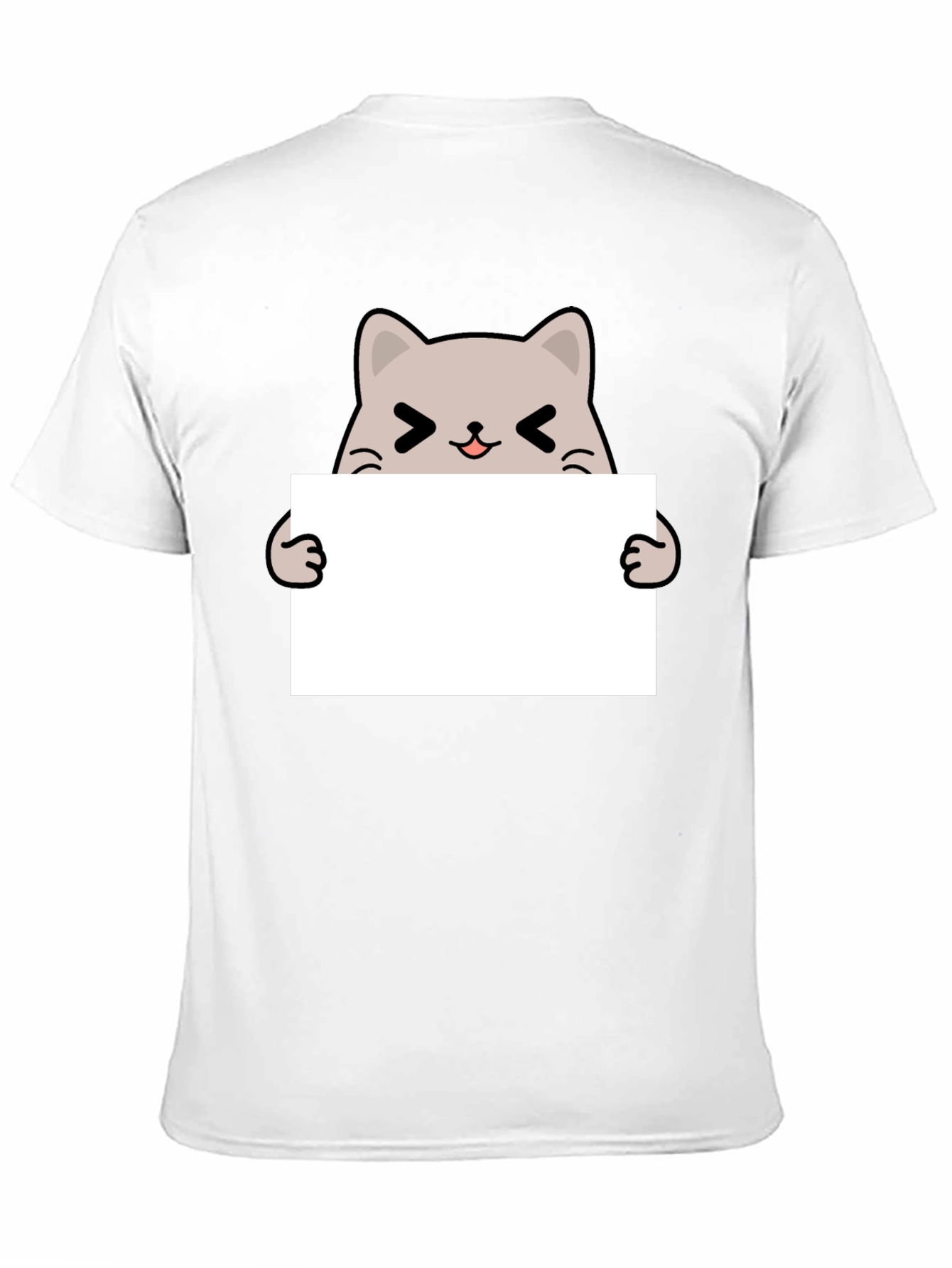 Cute Cat Holding Sign Black T-Shirt