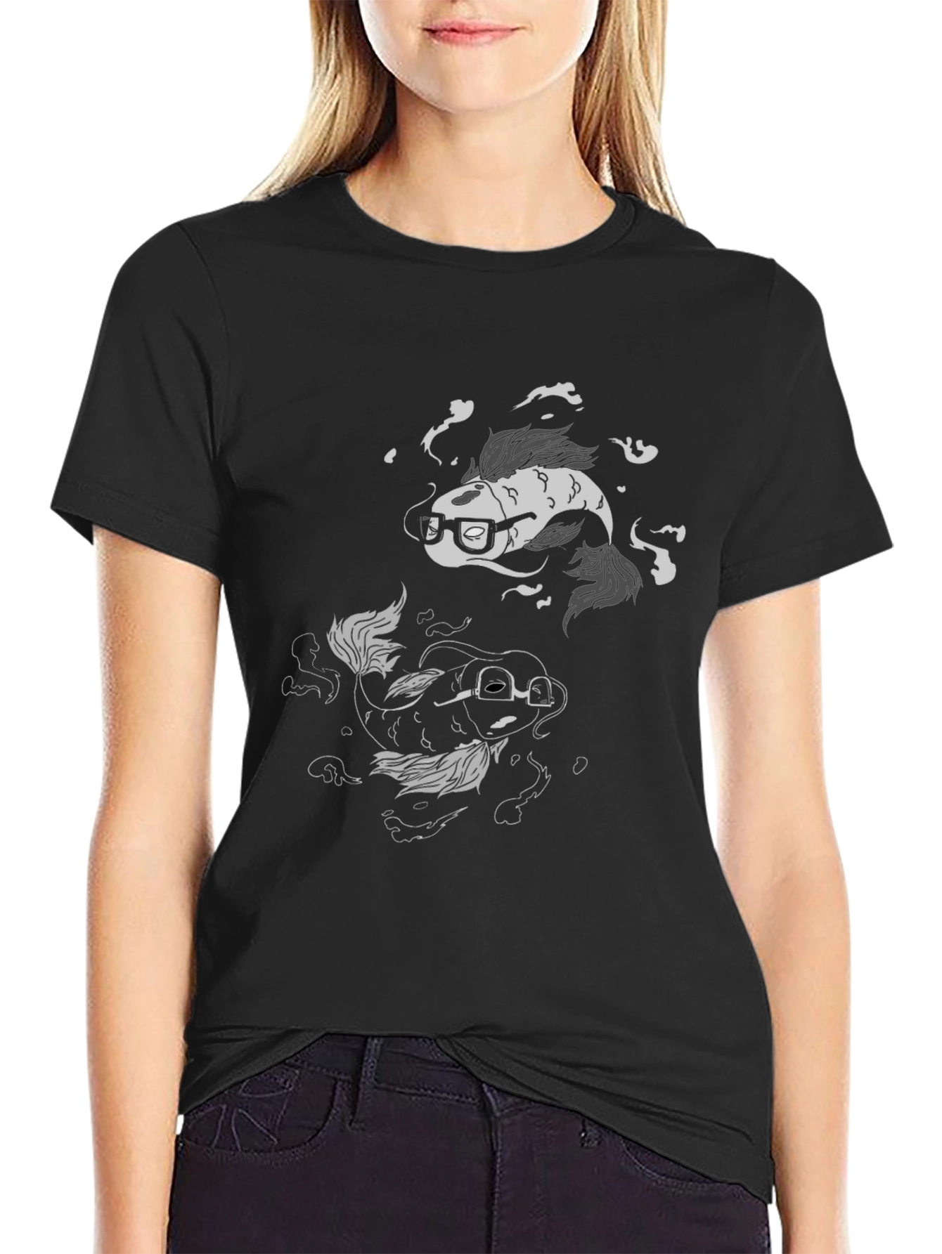 Koi Fish Geek Black T-Shirt