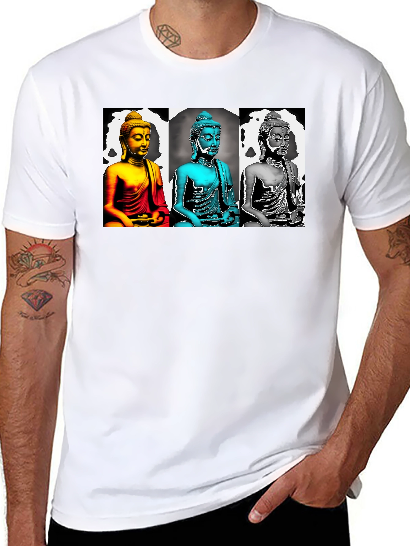Buddha Pop Art Graphic Tee - Black