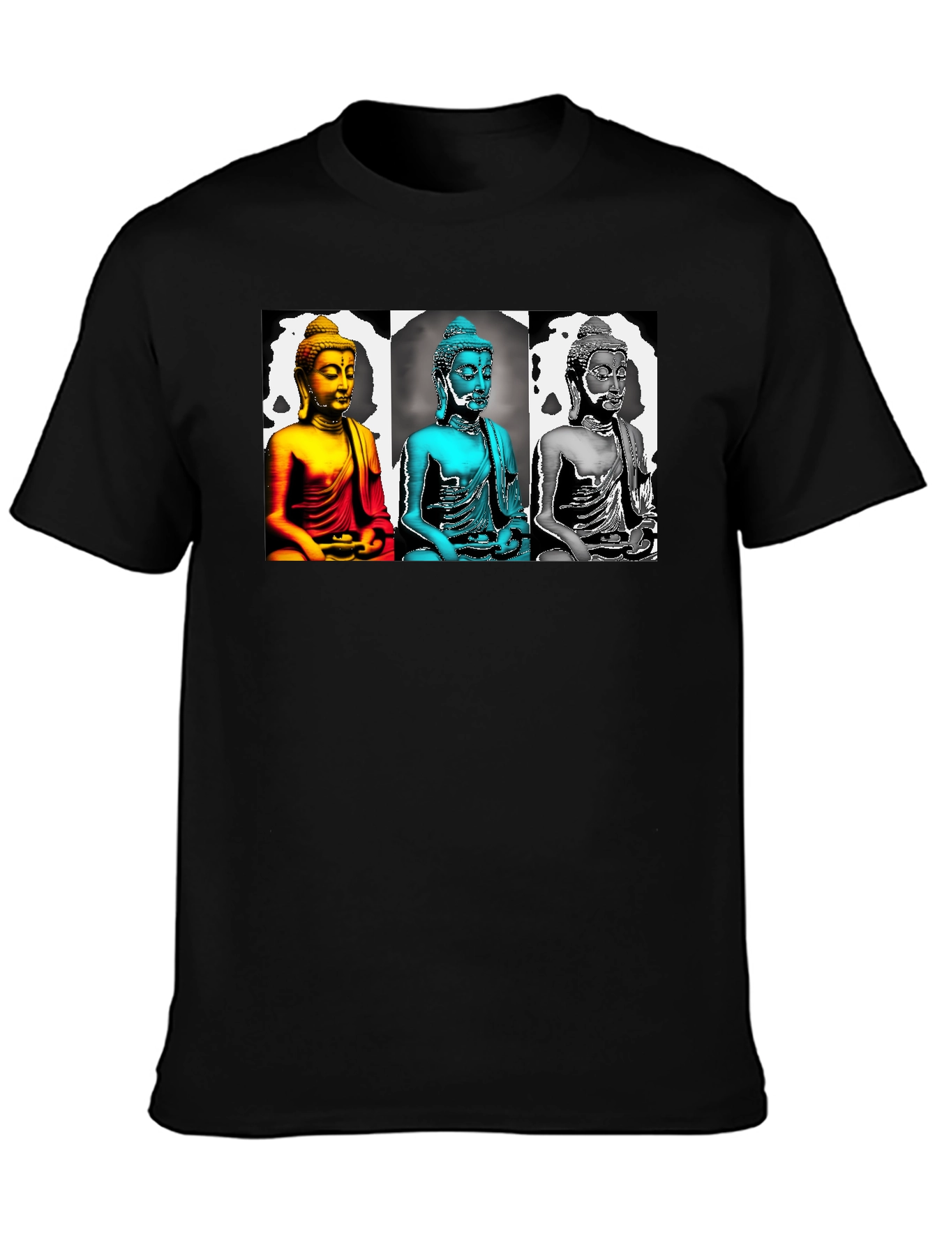 Buddha Pop Art Graphic Tee - Black