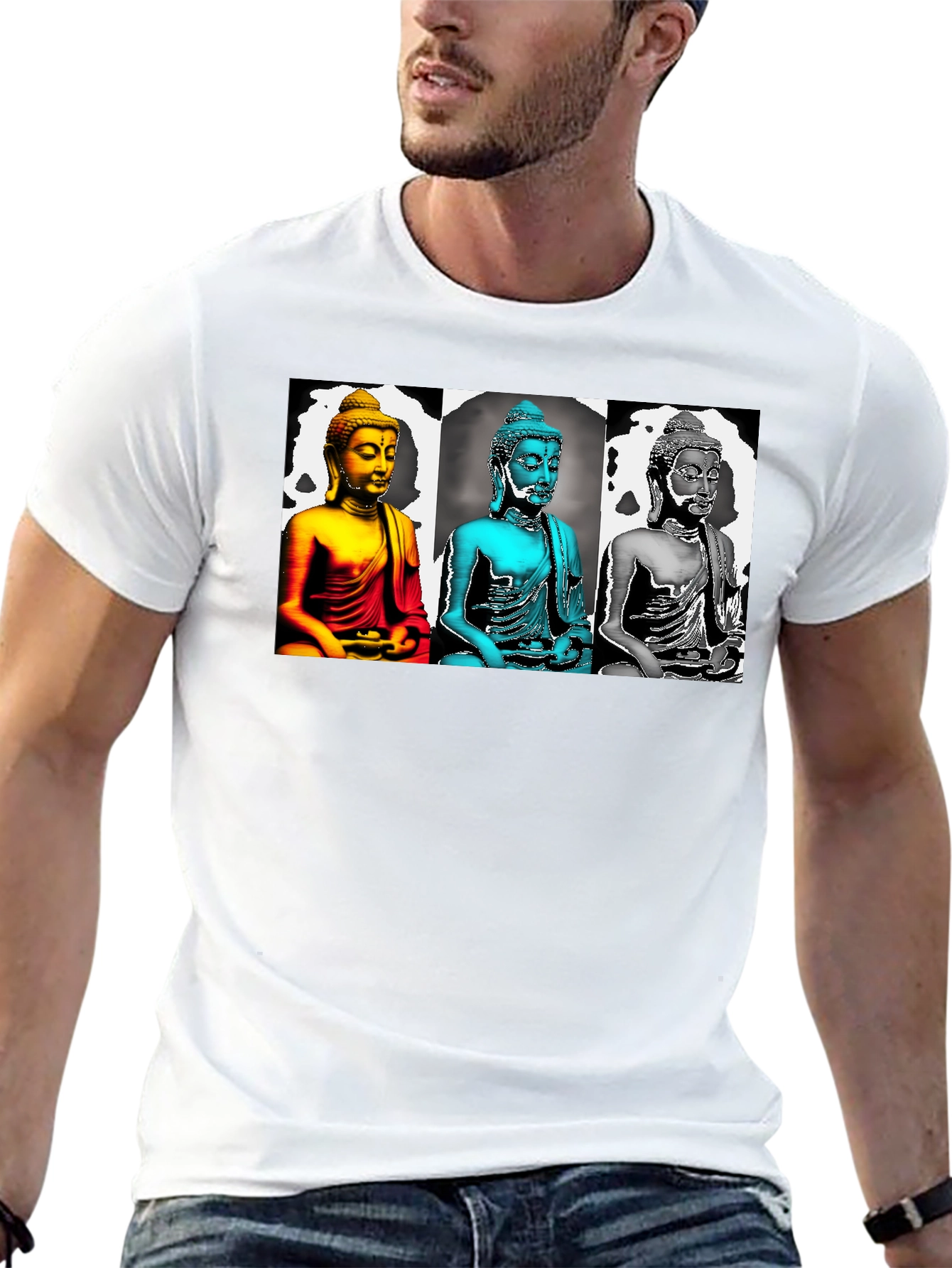 Buddha Pop Art Graphic Tee - Black