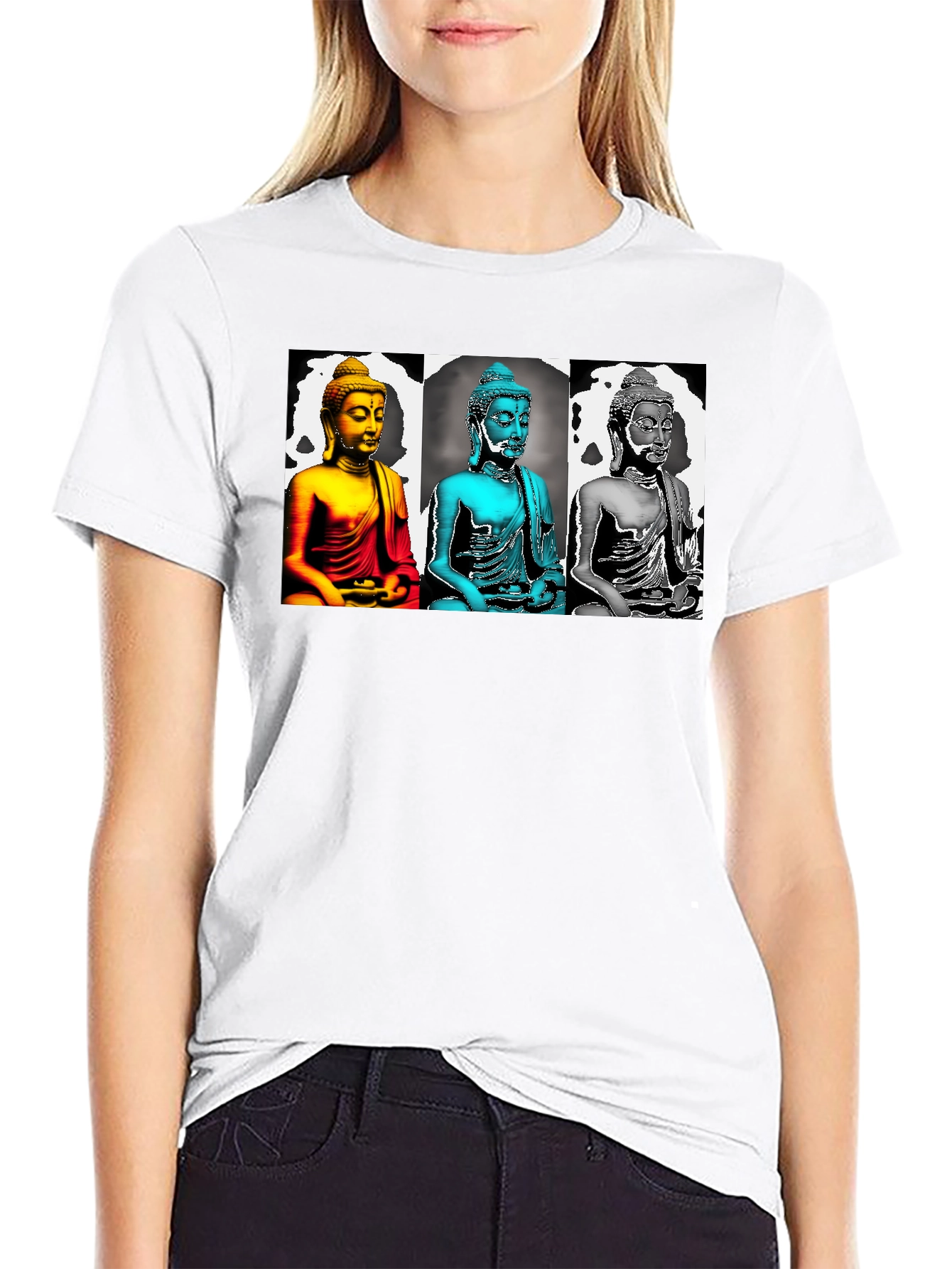 Buddha Pop Art Graphic Tee - Black