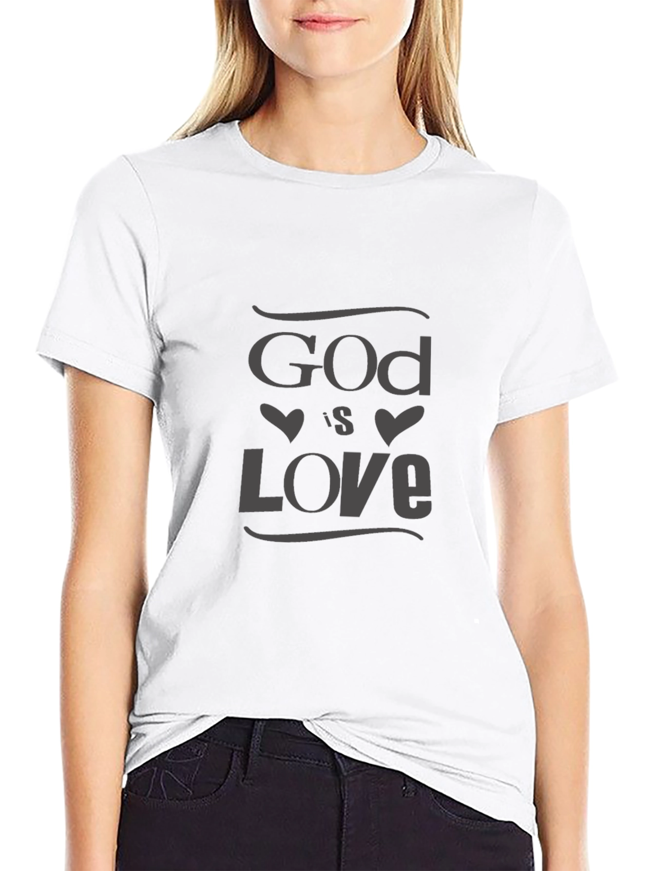 God Is Love Black T-Shirt Christian Faith Tee