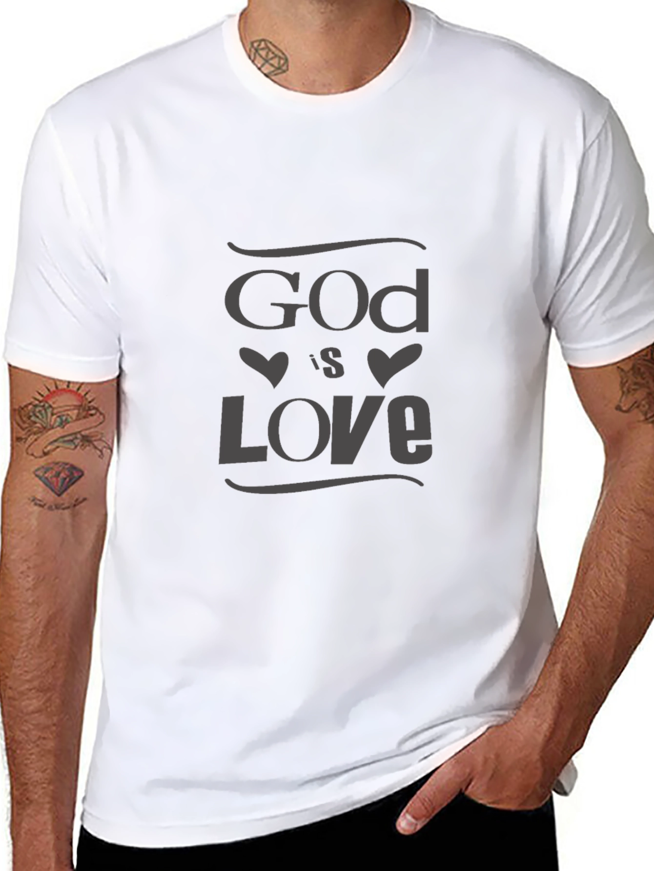 God Is Love Black T-Shirt Christian Faith Tee
