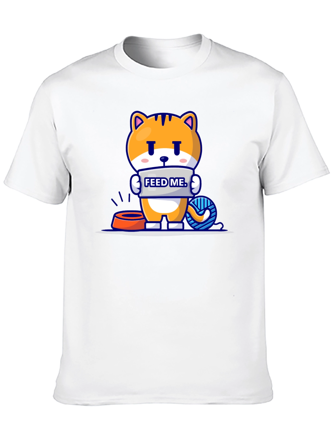 Funny Cat Feed Me Graphic T-Shirt