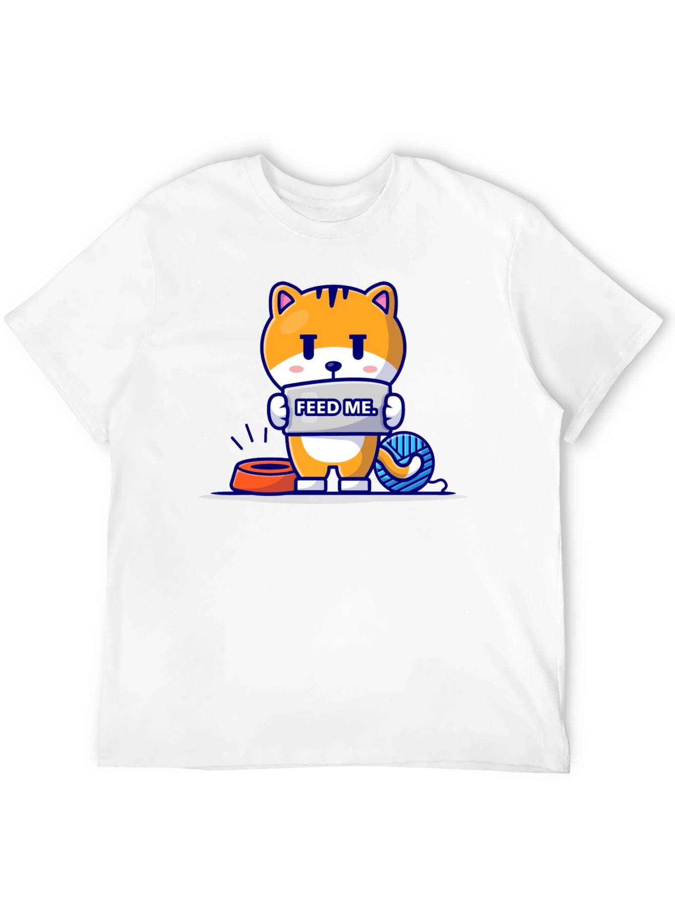 Funny Cat Feed Me Graphic T-Shirt