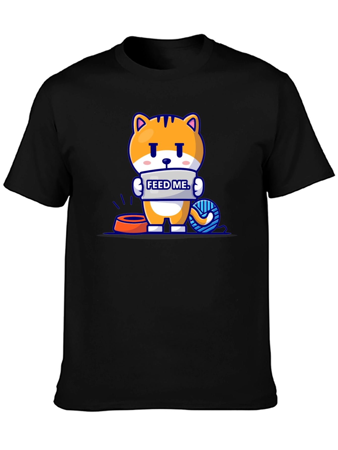 Funny Cat Feed Me Graphic T-Shirt