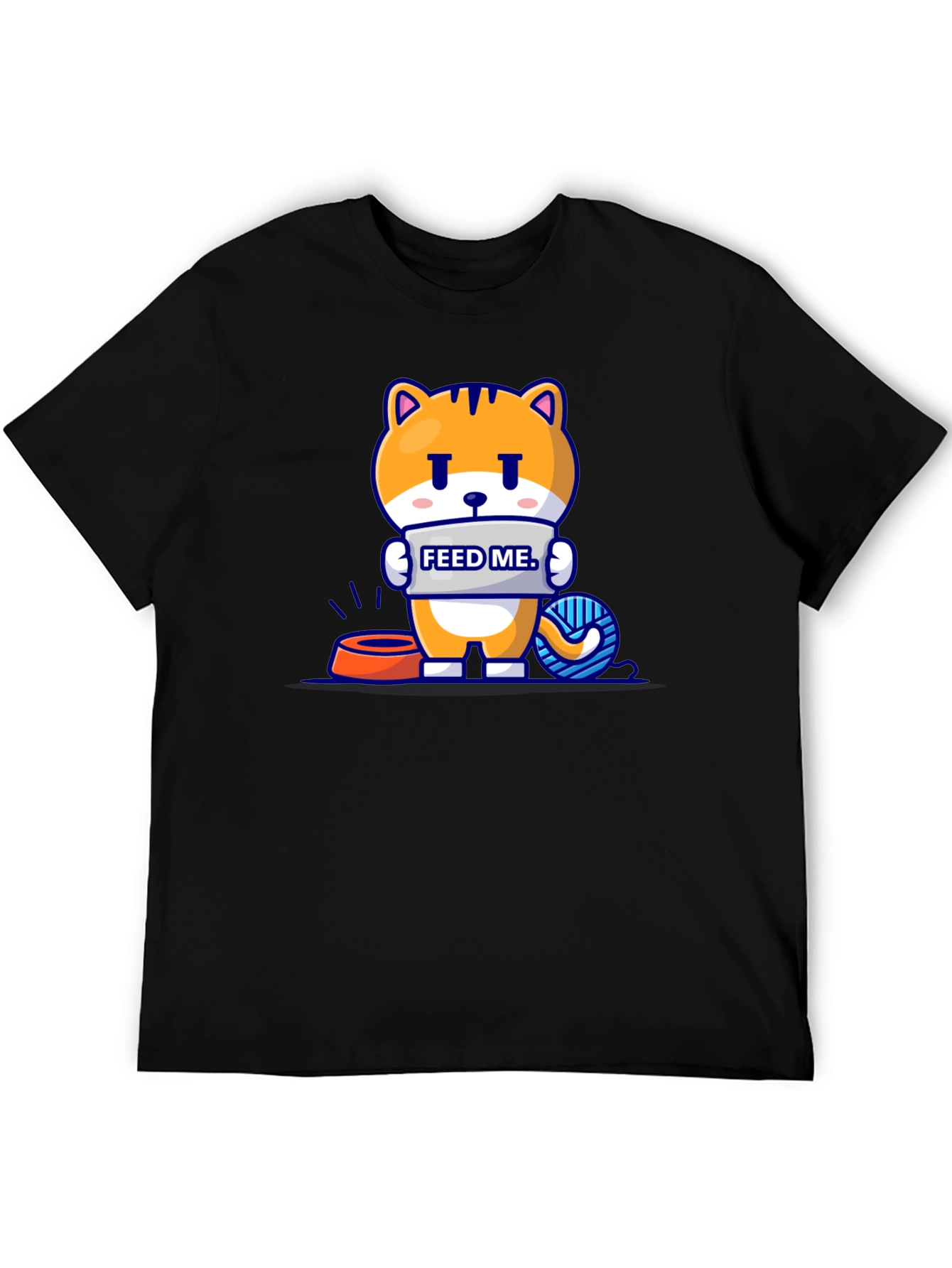 Funny Cat Feed Me Graphic T-Shirt