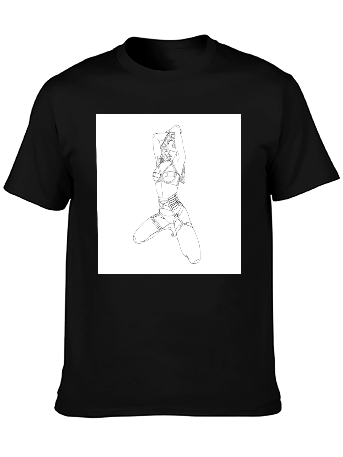 Graphic Tee - Woman Lingerie Art Black