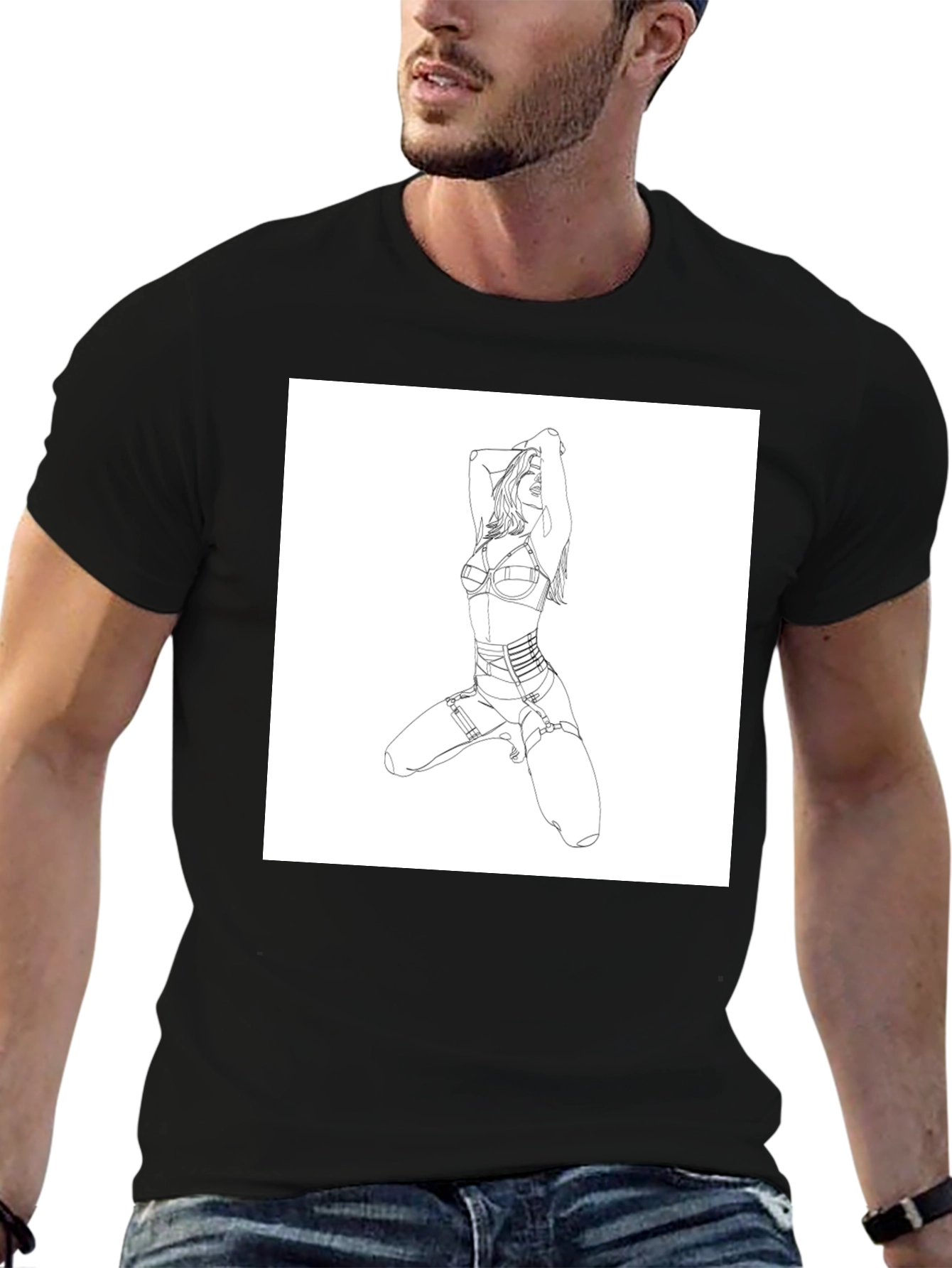 Graphic Tee - Woman Lingerie Art Black
