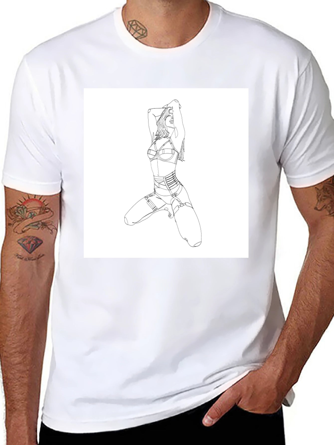 Graphic Tee - Woman Lingerie Art Black
